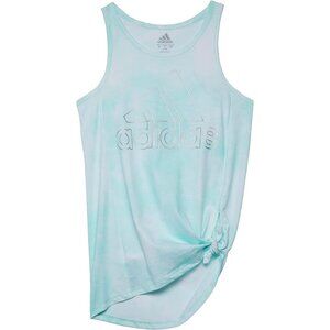Adidas Tank Top Shirt Girls XL 16 Green White Mint Knot Tee Sleeveless Tie Dye